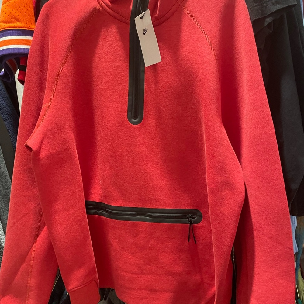 Nike Red Zip Up Sweater Sporty Fleece Nike tech